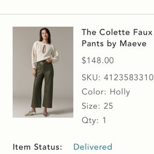 Maeve Colette Faux Pants in Holly